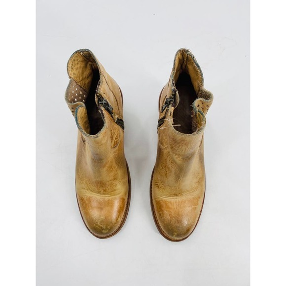 Bedstu Countess Cognac Brown Leather Wedge Heel Ankle Booties Size 6.5 - Picture 6 of 13